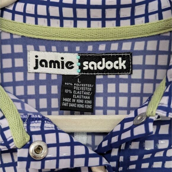 JAMIE SADOCK Womens Golf Shirt Silver Stud Snaps Top Polo Size Large - Picture 2 of 6